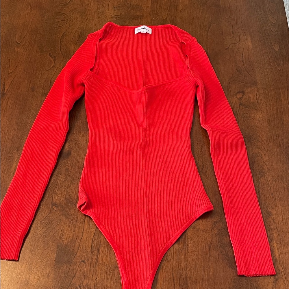 Superdown Red Long Sleeve Bodysuit